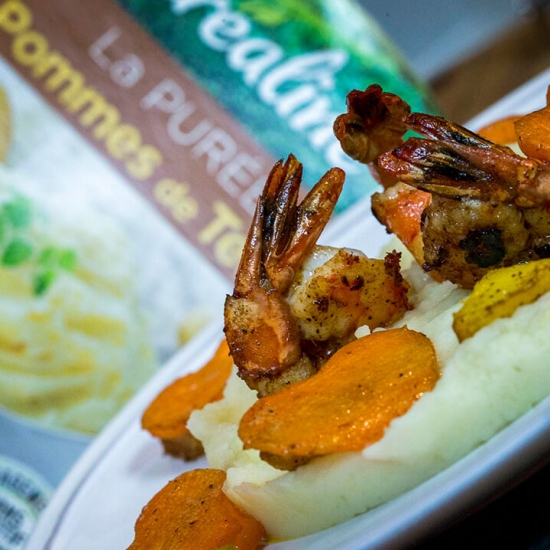 Une recette originale : purée de pommes de terre gambas et mangue par Créaline