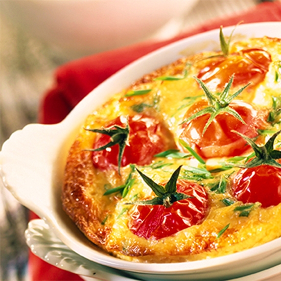 Une recette simple par Créaline : clafoutis aux brocolis et tomates cerises