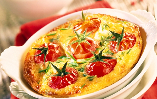 Créaline recette : clafoutis aux brocolis et tomates cerises