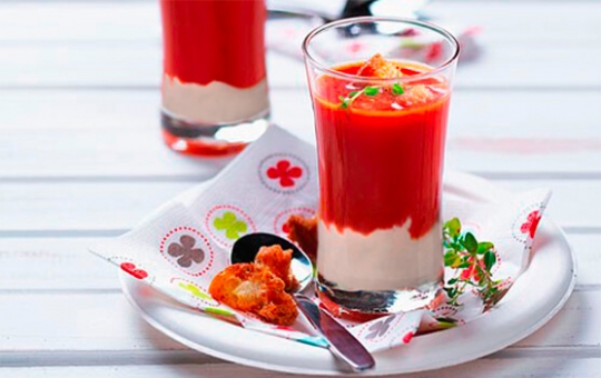 Recette Verrine de gaspacho original Créaline